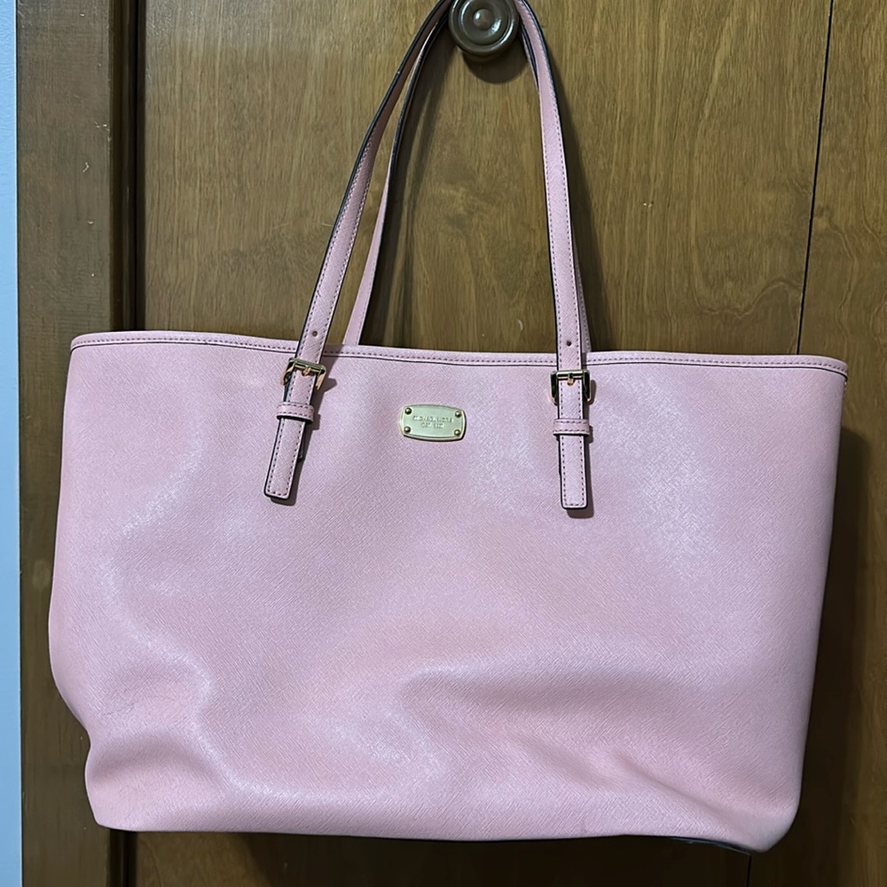 Michael Kors East 1981 Large Saffiano Leather Satchel Bag Soft Pink
